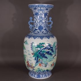 Blue and White Doucai Figure Pattern Vase