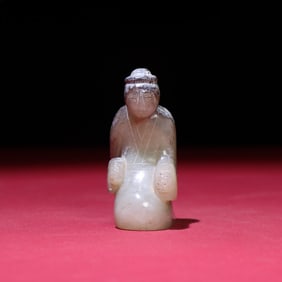 A Rare Hetian Jade Gray Skin Figure Ornament