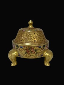 Famille-Rose Painted Gold Flower Pattern Agate Red