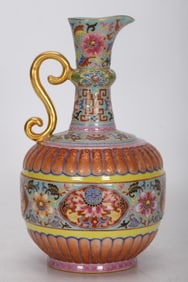 Enamel Painted Gold Flower Pattern Vase