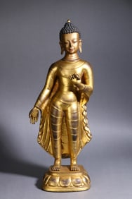 A Exquisite Gilt Bronze Sakyamuni Buddha Statue