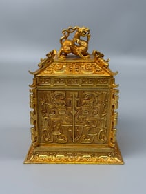 A Rare Gilt Bronze Relief Dragon Seal