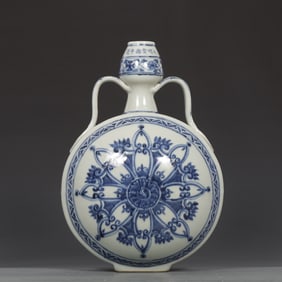 Blue and White Flower Pattern Vase
