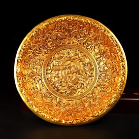 A Rare Gilt Bronze Hollow Flower Pattern Plate