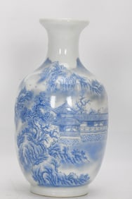 Blue and White Landscape Pattern Vase