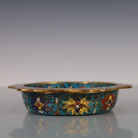 An Exquisite Cloisonne Gilt Bronze Lotus Pattern Flower Pattern Plate