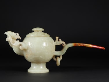 An Exquisite White Jade Figure Pattern Ewer