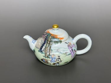An Exquisite Famille-Rose Character and Story Pattern Teapot