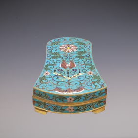 A Exquisite Cloisonne Lotus Pattern Inkstone