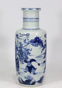 An Exquisite Blue and White Character and Story Pattern Vase