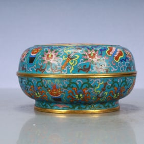 A Exquisite Cloisonne Lotus Pattern Eight Treasures Pattern Box