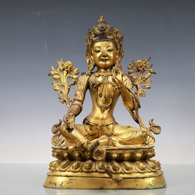 A Exquisite Gilt Bronze Statue of Tara