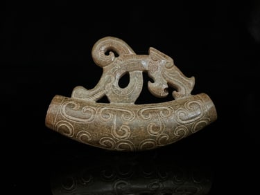 An Exquisite White Jade Dragon Pattern Ornament