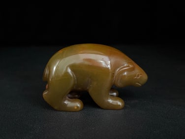 An Exquisite White Jade Bear Ornament