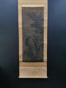 A Chinese Vertical Scroll Ink Painting of Bamboo on Paper