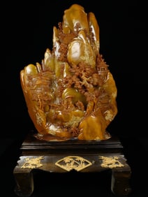 An Exquisite Tianhuang Stone Landscape and Figure Pattern Ornament