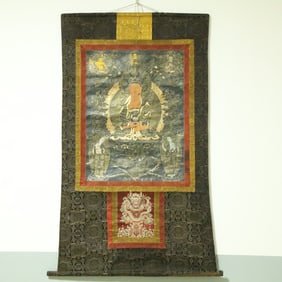 An Exquisite Brocade Painted Color Statue of Sakyamuni Tangka