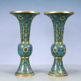 A Exquisite A pair of Cloisonne Lotus Pattern Vase
