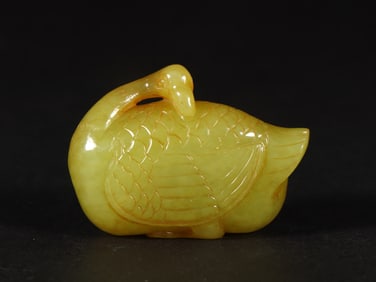 An Exquisite Yellow Jade Goose Ornament