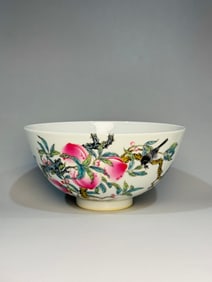 An Exquisite Enamel Flower and Bird Pattern with poem Bowl