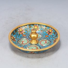 A Exquisite Cloisonne Lotus Pattern Plate