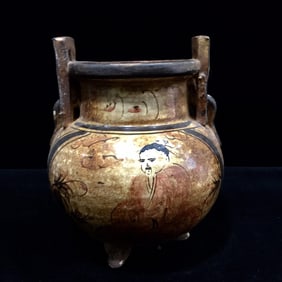 An Exquisite Ci zhou yao Character and Story Pattern Double-Ears and Tripod Censer