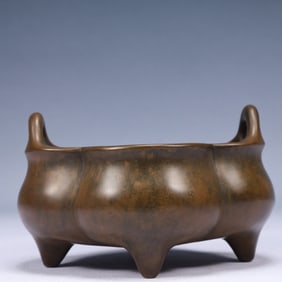 An Exquisite Bronze Double-Ears Censer