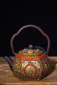 An Exquisite Iron Inlaid Gems Ewer