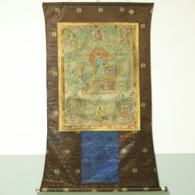 An Exquisite Brocade Painted Color Statue of Tara Tangka