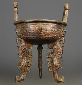 An Exquisite Bronze Double-Ears and Tripod Censer