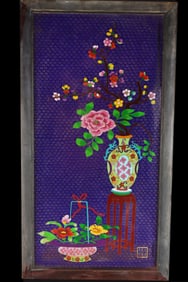 An Exquisite Cloisonne Flower Pattern Hanging Panel
