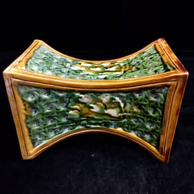 An Exquisite Tang Tri-Color Glazed Pottery Flower Pattern Pillow