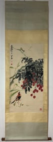 A Chinese Vertical Scroll Ink Painting of Flower and Bird on Paper