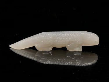 An Exquisite White Jade Auspicious Beast Ornament