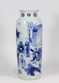 An Exquisite Blue and White Character and Story Pattern Vase