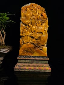 An Exquisite Shoushan Stone Character and Story Pattern Seal Ornament