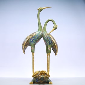 A Exquisite Cloisonne Dragon Pattern Flower Pattern Crane Ornament