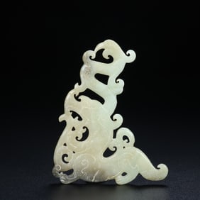An Exquisite White Jade Dragon and Phoenix Pattern Ornament