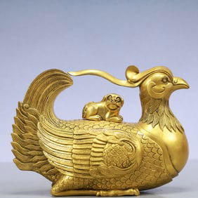 A Exquisite Gilt Bronze Phoenix-Form Censer