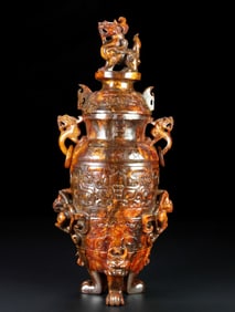 Hetian Jade Dragon Pattern Vase