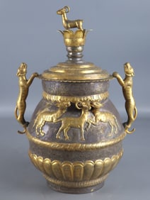 Gilt Bronze Auspicious Beast Jar