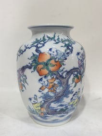 A Exquisite Blue and White Doucai Character and Story Pattern Vase