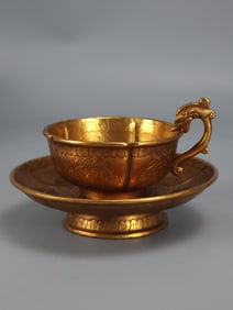 Gilt Bronze Flower Pattern Dragon-Head Cup