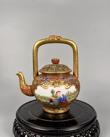 Enamel Carved Painted Gold Figures Pattern Ewer