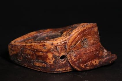 An Archaic Gaogu Jade Ship Ornament