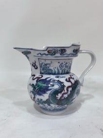 A Exquisite Blue and White Doucai Dragon Pattern Ewer