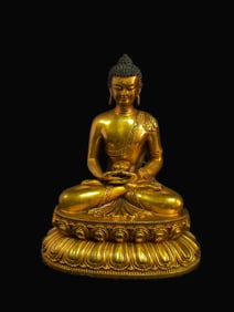 A Rare Gilt Bronze Amitabha Buddha Statue