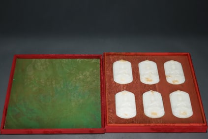 A Set of Rare White Jade Buddha Jade Plaque