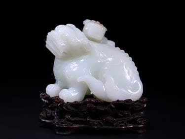 A Rare Hetian Jade Auspicious Beast Ornament