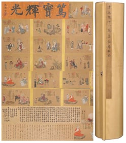 A Chinese Vertical Scroll Ink Painting of Figures (First Scroll) on Silk